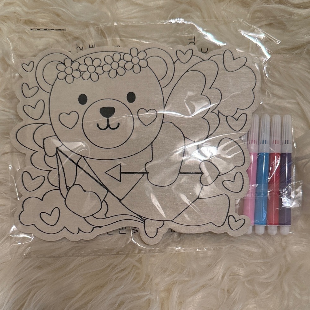 Free w/ Purchase - Kids Wood Coloring Kit Valentine’s Day Bear